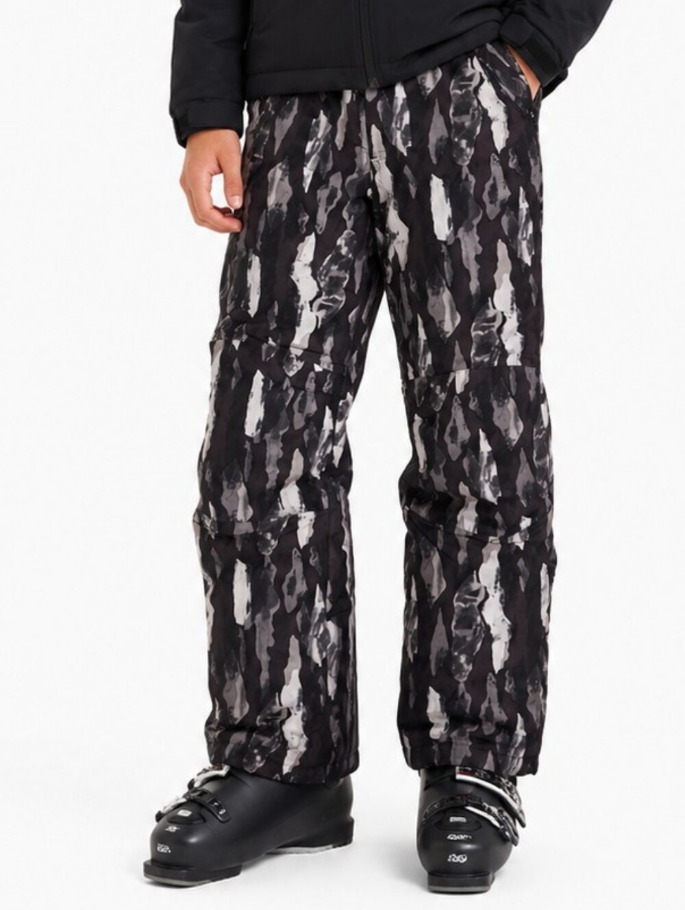 Slalom Kid's XL 14-16 Years Camo Print Snowboard Snow Ski Insulated Pants|Black